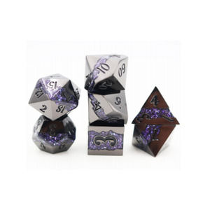 7 Piece Black Dice with Purple Mica Stripe